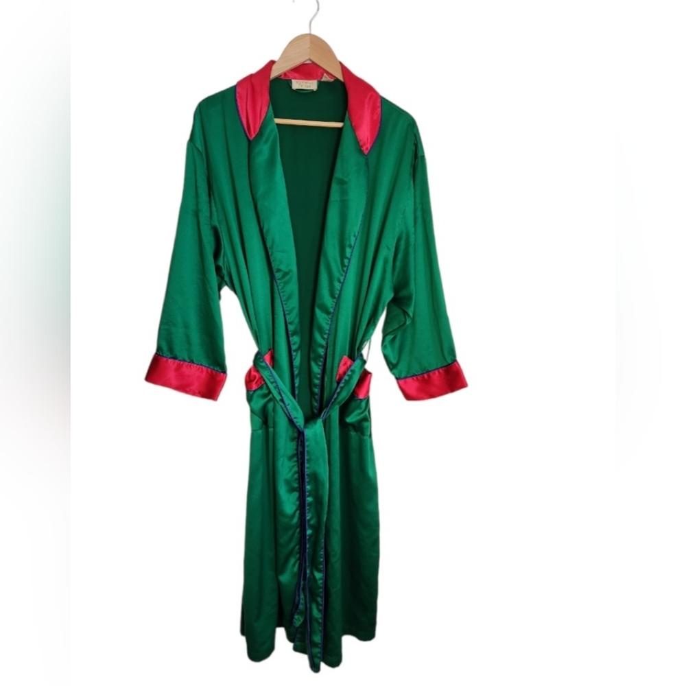 Victoria's Secret Satin Green/Pink Kimono Style Robe
